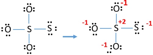 mark charges on atoms in thiosulfaate lewis structure